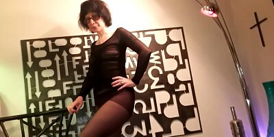 Pantyhose miniskirt and heels