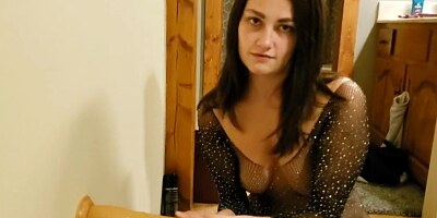 Girlfriend fucks a 10 inch dildo