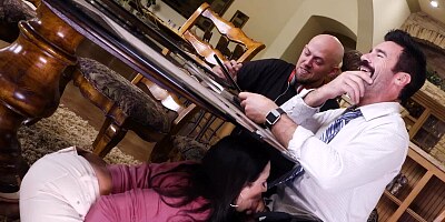 Sweet mom in a cardigan seduces a married man for his dick