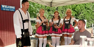 Babe at the beer festival takes a massive creampie