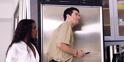 A black girl is getting fucked by a white plumber in her wet pussy