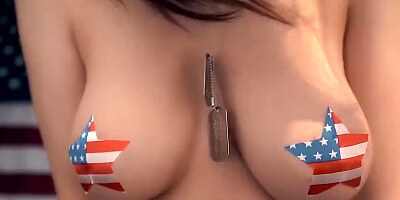 Standing Shaking Boobs Masturbation with Nipple Pasties! Happy 4th of July!