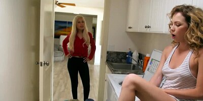 Two ladies with firm bodies are fooling around in the bedroom