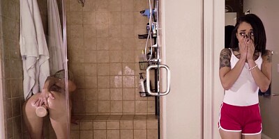 A teen and a blonde milf are in the bed with a horny dude