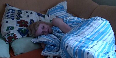 Slim blonde sucks, fucks and swallows