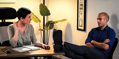 Rebecca Vanguard and Olive Glass are getting fucked on the table