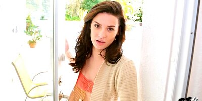 Raven-haired teen Kymberlee Anne jumps on my penis in the cowgirl pose