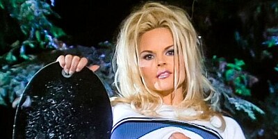 Blonde chick Katja Kean rides on a pretty huge loaded dick