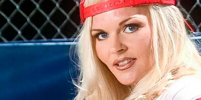 Blonde chick Katja Kean nicely dominated by two massive poles