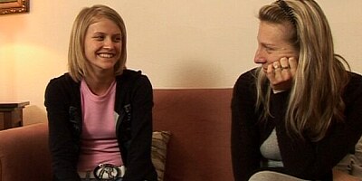 Sexy glamorous teens share a nice hard penis in the bedroom