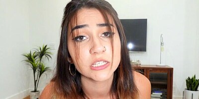 Miniature small-tit babe in blue panties Callie Jacobs fucked on the sofa