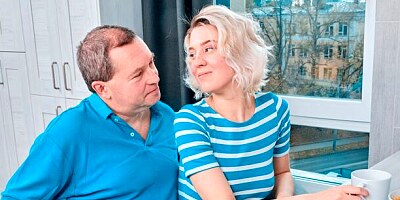 Cute blonde angel Aurora Sky jumps on a pretty huge penis