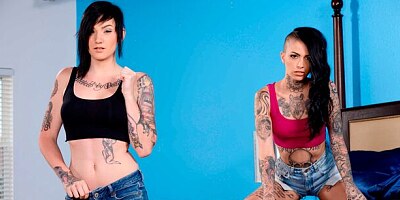 Two hot models Nikki Hearts and Leigh Raven enjoy hardcore sex