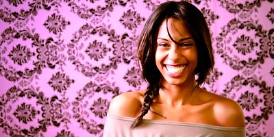 Playful ebony hottie Adriana Malao is playing with a big white dick