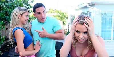 Two girls Aubrey Sinclair and Khloe Kapri Vs long hard dick