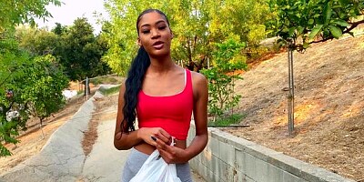 Sexy ebony model Isla Biza nicely fucked by a white penis