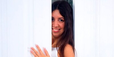 Sweetheart Katty West opens her little wet pussy for a dildo