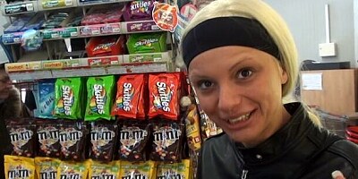 An innocent young blonde is getting nicely penetrated in the cowgirl pose