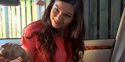 Cute-looking hottie Nina Turk gets impaled by a pretty big dick