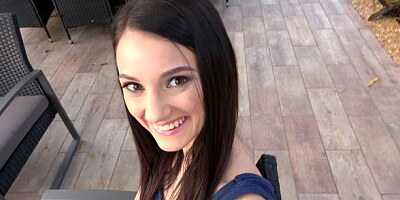 Sweet small-tit chick Paisley Pepper gets roughly fucked on the table