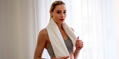 Hot-looking blonde chick Milena Devi is sucking a huge boner with love