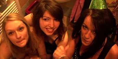 Cute brunette gives her friend a gorgeous blowjob on the party