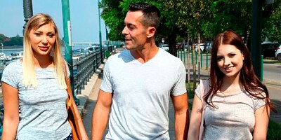 Two teens Rebecca Volpetti and Vyvan Hill fuck with huge dicks