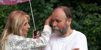 All-natural blonde teen Mia Hilton is sucking a nice old penis