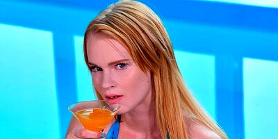 Sensual blonde model Ariela Donovan jumps on a long black dick