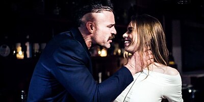 Aesthetic sex in the toilet with a beautiful brunette Jill Kassidy