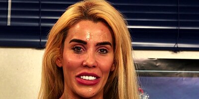 Tattooed blonde, Alice Judge sucks dick and gets cum on face, during a porn video casting