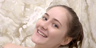 Pretty Eva May playing in the shower