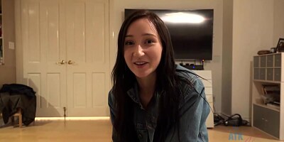 Carmen Rae is sitting on the bed and watching, while her guy is licking her wet pussy