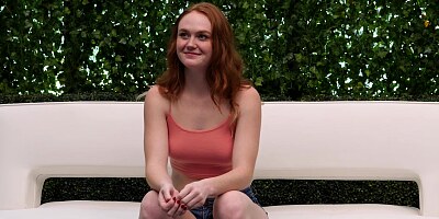 Red haired temptress, Brooklyn is naked and ready to suck cock while getting fucked from behind