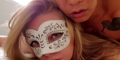 PASSIONATE ROMANTIC SEX : KOREAN GUY AND HIS BLONDE WIFE IN STOCKINGS. AMWF