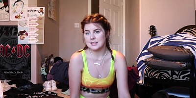 Big Booty White Girl Cleaning Room In A Bikini