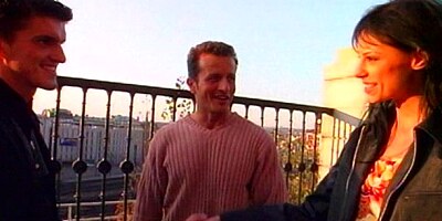 Two gorgeous men double penetrate a slutty Olivia De Treville