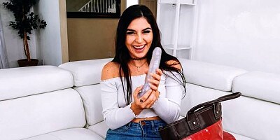 Passionate small-tit brunette Keira Croft fucked herself