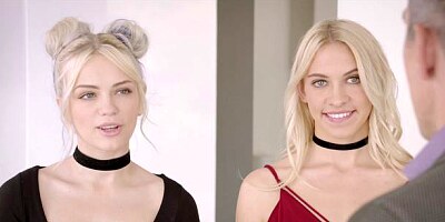 Cute-looking hotties Khloe Kapri and Alex Grey VS long penis