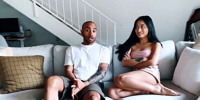 Cute miniature Asian chick Avery Black jumps on a long black penis