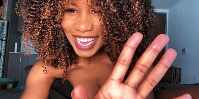 Lovely kinky ebony with big boobs Jenna Foxx fucks with a dildo