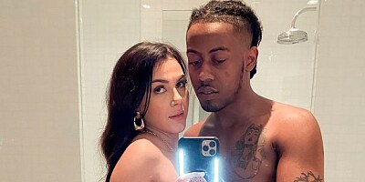 Playful busty brunette Valentina Nappi jumps on a big black cock