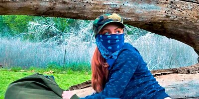 Sensual redhead in a short black dress Serene Siren stimulates guy's big dick