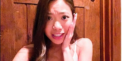 Sensual Asian teen with shaved pussy Vina Sky rides on a huge dick