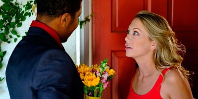 Seductive white angel Adira Allure fucks with a black boyfriend