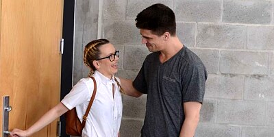 Two sweeties Alena Croft and Haley Mae are fucking on the sofa