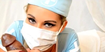White Nurse Milks Big Black Dick