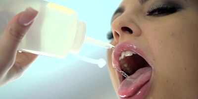 A slut that is all natural is covered with oil and she is humped