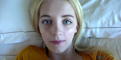 Adorable blonde babe with blue eyes, Kate Bloom did her best to make her roommate cum