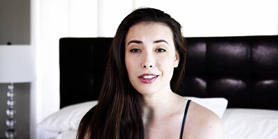 Casey Calvert is a naughty brunette who likes to give a perfect blowjob to her guy